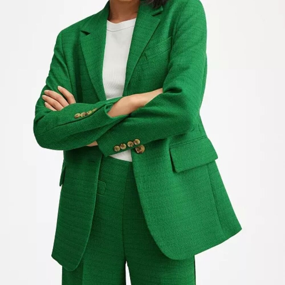 MANGO Women's Buttons Tweed Blazer